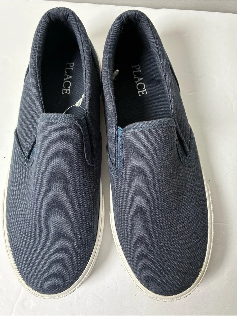 PLACE Navy Canvas Slip-On Loafers with White Sole